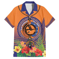 PNG New Ireland Province Family Matching Off Shoulder Short Dress and Hawaiian Shirt Niu Ailan Necklace Polynesian Tattoo LT14 Dad's Shirt - Short Sleeve Orange - Polynesian Pride