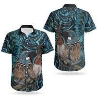 New Zealand Tui Bird Taiaha Couples Matching Summer Maxi Dress and Hawaiian Shirt Maori Weapon Paua Shell Mix Silver Fern LT14 - Polynesian Pride