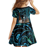 New Zealand Tui Bird Taiaha Family Matching Summer Maxi Dress and Hawaiian Shirt Maori Weapon Paua Shell Mix Silver Fern