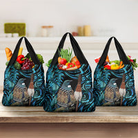 New Zealand Tui Bird Taiaha Grocery Bag Maori Weapon Paua Shell Mix Silver Fern