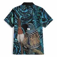 New Zealand Tui Bird Taiaha Hawaiian Shirt Maori Weapon Paua Shell Mix Silver Fern LT14 - Polynesian Pride