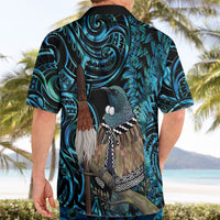 New Zealand Tui Bird Taiaha Hawaiian Shirt Maori Weapon Paua Shell Mix Silver Fern LT14 - Polynesian Pride