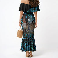 New Zealand Tui Bird Taiaha Mermaid Dress Maori Weapon Paua Shell Mix Silver Fern LT14 - Polynesian Pride