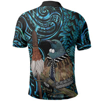 New Zealand Tui Bird Taiaha Polo Shirt Maori Weapon Paua Shell Mix Silver Fern LT14 - Polynesian Pride