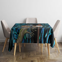 New Zealand Tui Bird Taiaha Tablecloth Maori Weapon Paua Shell Mix Silver Fern