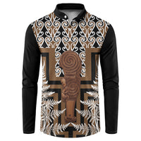 Wahaika New Zealand Button Sweatshirt Maori Weapon Kowhaiwhai Fern Poutama Motifs