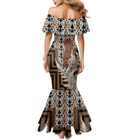 Wahaika New Zealand Family Matching Mermaid Dress and Hawaiian Shirt Maori Weapon Kowhaiwhai Fern Poutama Motifs