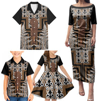 Wahaika New Zealand Family Matching Puletasi and Hawaiian Shirt Maori Weapon Kowhaiwhai Fern Poutama Motifs LT14 - Polynesian Pride