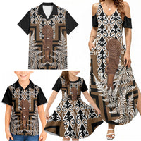 Wahaika New Zealand Family Matching Summer Maxi Dress and Hawaiian Shirt Maori Weapon Kowhaiwhai Fern Poutama Motifs LT14 - Polynesian Pride