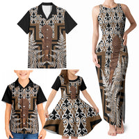 Wahaika New Zealand Family Matching Tank Maxi Dress and Hawaiian Shirt Maori Weapon Kowhaiwhai Fern Poutama Motifs LT14 - Polynesian Pride