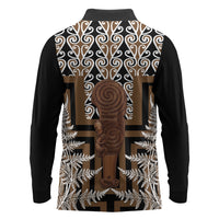 Wahaika New Zealand Long Sleeve Polo Shirt Maori Weapon Kowhaiwhai Fern Poutama Motifs