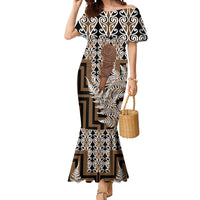 Wahaika New Zealand Mermaid Dress Maori Weapon Kowhaiwhai Fern Poutama Motifs