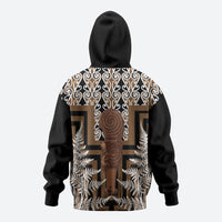 Wahaika New Zealand Zip Hoodie Maori Weapon Kowhaiwhai Fern Poutama Motifs