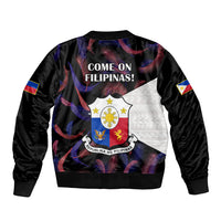 Philippines Football Bomber Jacket 2023 World Cup Go Filipinas Feather Black Version LT14 - Polynesian Pride