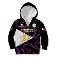 Philippines Football Kid Hoodie 2023 World Cup Go Filipinas Feather Black Version LT14 Zip Hoodie Black - Polynesian Pride
