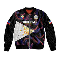 Custom Philippines Football Bomber Jacket 2023 World Cup Go Filipinas Feather Black Version LT14 Unisex Black - Polynesian Pride