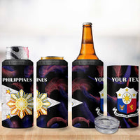 Custom Philippines Football 4 in 1 Can Cooler Tumbler World Cup Go Filipinas Feather Black Version