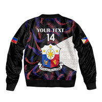 Custom Philippines Football Sleeve Zip Bomber Jacket 2023 World Cup Go Filipinas Feather Black Version LT14 - Polynesian Pride