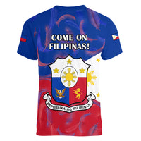 Philippines Football Women V Neck T Shirt 2023 World Cup Go Filipinas Feather Flag Version LT14 - Polynesian Pride