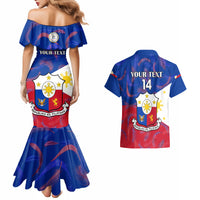 Custom Philippines Football Couples Matching Mermaid Dress And Hawaiian Shirt 2023 World Cup Go Filipinas Feather Flag Version LT14 - Polynesian Pride
