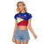Custom Philippines Football Raglan Cropped T Shirt 2023 World Cup Go Filipinas Feather Flag Version LT14 Female Blue - Polynesian Pride