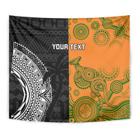 Custom Fiji And Australia Rugby Tapestry Fijian Tapa Pattern With Aussie Aboriginal Art