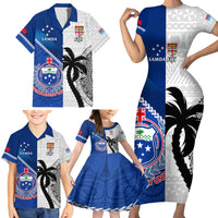 fiji-and-samoa-rugby-family-matching-short-sleeve-bodycon-dress-and-hawaiian-shirt-2023-world-cup-samoan-mix-tapa-pattern