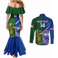 Custom Samoa And Ireland Rugby Couples Matching Mermaid Dress and Long Sleeve Button Shirts 2023 World Cup Manu Samoa With Shamrocks LT14 - Polynesian Pride