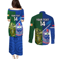 Custom Samoa And Ireland Rugby Couples Matching Puletasi Dress and Long Sleeve Button Shirts 2023 World Cup Manu Samoa With Shamrocks LT14 - Polynesian Pride