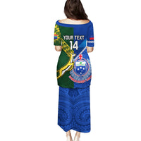 Custom Samoa And South Africa Rugby Family Matching Puletasi Dress and Hawaiian Shirt 2023 World Cup Manu Samoa With Springboks LT14 - Polynesian Pride