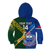 Custom Samoa And South Africa Rugby Kid Hoodie 2023 World Cup Manu Samoa With Springboks LT14 - Polynesian Pride