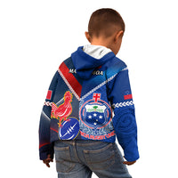 Samoa And France Rugby Kid Hoodie 2023 World Cup Manu Samoa With Les Bleus LT14 - Polynesian Pride