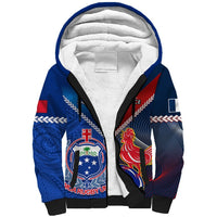 Samoa And France Rugby Sherpa Hoodie 2023 World Cup Manu Samoa With Les Bleus LT14 Unisex Blue - Polynesian Pride