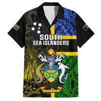 South Sea Islanders Family Matching Off Shoulder Long Sleeve Dress and Hawaiian Shirt Kanakas With Solomon Islands Coat Of Arms LT14 - Polynesian Pride