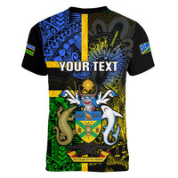 personalised-south-sea-islanders-women-v-neck-t-shirt-kanakas-with-solomon-islands-coat-of-arms