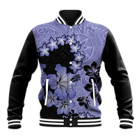 Purple Hawaii Baseball Jacket Tapa Cloth Mix Tropical Flowers Pastel Vibes LT14 Unisex Purple - Polynesian Pride