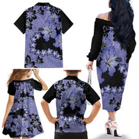 Purple Hawaii Family Matching Off Shoulder Long Sleeve Dress and Hawaiian Shirt Tapa Cloth Mix Tropical Flowers Pastel Vibes LT14 - Polynesian Pride