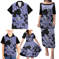 Purple Hawaii Family Matching Puletasi Dress and Hawaiian Shirt Tapa Cloth Mix Tropical Flowers Pastel Vibes LT14 - Polynesian Pride