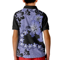Purple Hawaii Kid Polo Shirt Tapa Cloth Mix Tropical Flowers Pastel Vibes LT14 - Polynesian Pride