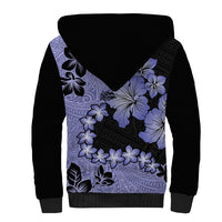Purple Hawaii Sherpa Hoodie Tapa Cloth Mix Tropical Flowers Pastel Vibes LT14 - Polynesian Pride