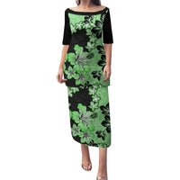 Green Hawaii Puletasi Tapa Cloth Mix Tropical Flowers Pastel Vibes LT14 Long Dress Green - Polynesian Pride