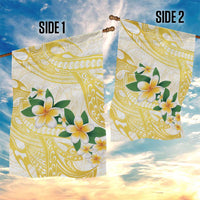 Gold And White Polynesia Plumeria Garden Flag Curves Tropical Vibes