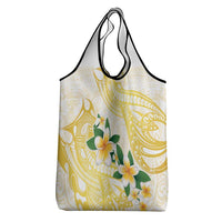 Gold And White Polynesia Plumeria Grocery Bag Curves Tropical Vibes