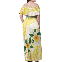 Gold And White Polynesia Plumeria Off Shoulder Maxi Dress Curves Tropical Vibes LT14 - Polynesian Pride