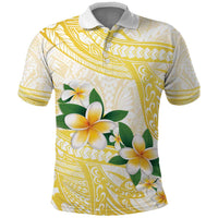Gold And White Polynesia Plumeria Polo Shirt Curves Tropical Vibes