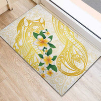Gold And White Polynesia Plumeria Rubber Doormat Curves Tropical Vibes LT14 - Polynesian Pride