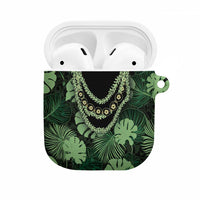 Green Hawaii Kukui Nut Lei AirPods Case Hawaiian Pattern Monstera Tropical Vibes - Polynesian Pride