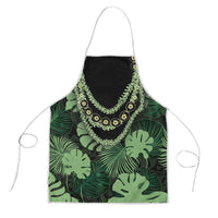 Green Hawaii Kukui Nut Lei Apron Hawaiian Pattern Monstera Tropical Vibes - Polynesian Pride