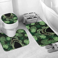 Green Hawaii Kukui Nut Lei Bathroom Set Hawaiian Pattern Monstera Tropical Vibes - Polynesian Pride