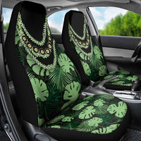 Green Hawaii Kukui Nut Lei Car Seat Cover Hawaiian Pattern Monstera Tropical Vibes - Polynesian Pride